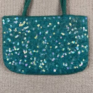 Sasha Teal Sequin Beaded Handbag Evening Bag Small Purse Wedding